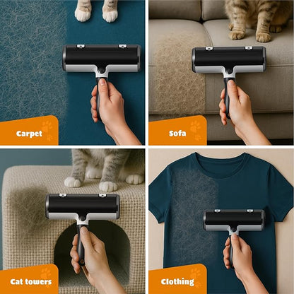 Pet Hair Remover and Reusable Lint Roller - Cat and Dog Hair Remover for Couch, Furniture, Carpet, Clothing and Bedding - Portable, Multi-Surface Fur Removal Tool (Gray)