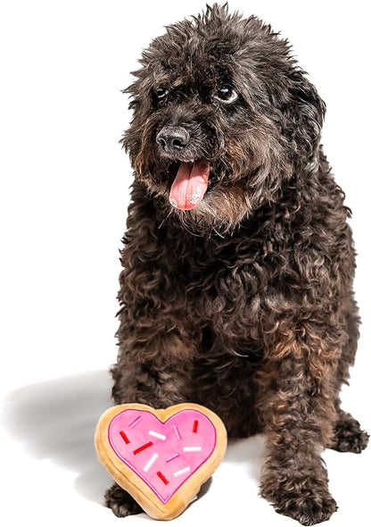 Midlee Pink Heart Sugar Cookie Plush Valentine's Dog Toy- Small Stuffed Present