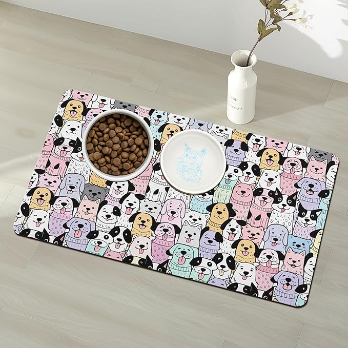 Pet Feeding Mat for Floors Waterproof Dog Mat for Food and Water Absorbent Quick Dry Non Slip mat for Cat Bowls