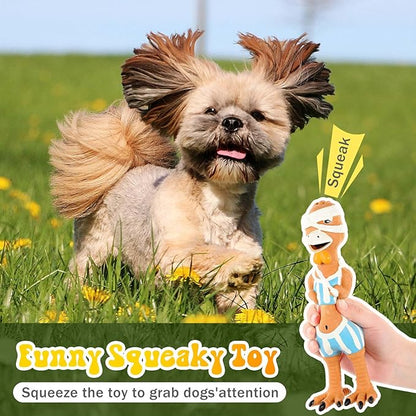 3 Pcs Rubber Chicken Squeaky Dog Toys Screaming Chicken Latex Soft Rubber Chew Molar Toys Interactive Pet Funny Squawkers Cute Dog Gifts for Small Medium Birthday (Cool Style)