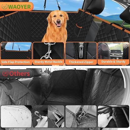 Dog Seat Cover for Back Seat, Hard Bottom Back Seat Extender Holds 400 lbs, Waterproof & Nonslip Car Hammock for Large Pets, Comfortable Travel Seat Protector for SUV and Sedan