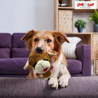 Multipet Knobby Noggins Dog Toy Lamb Chop | Lambchop Knobby Noggins Knobby | Noggins Squeaky Dog Toy Plush | 5" | Small/Medium Breed | Officially Licensed (Brown)