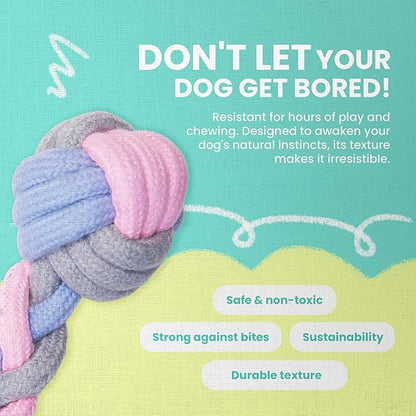 SNUG AROOZ Pastel Knots Rope Dog Toy – Durable Two-Knot Design in Fun Pastel Colors - Perfect for Tugging - Chewing and Interactive Play