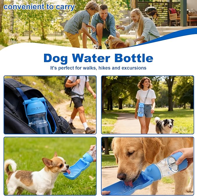 Portable Dog Water Bottle Active Oxygen Puppy Water Bowl & Dispenser for Travel, Improves Taste and Boosts Immunity for Pet Health Care Water Bottle (A-013B-blue)