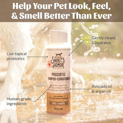 Skout’s Honor Probiotic Natural Dog Shampoo and Conditioner with Avocado Oil & Omega-3s, Gentle Puppy Shampoo, Hydrating Dog Conditioner, 97% Natural, Paraben & Sulfate-Free, Cruelty-Free, 16 oz DOTW