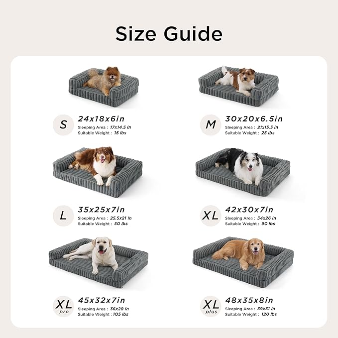 Bedsure ComfyFleece™ Orthopedic Dog Beds for Extra Large Dogs, Waterproof Memory Foam XL Pet Bed with Sides, Non-Slip and Egg-Crate Foam Big Dog Couch Sofa with Washable Corduroy Cover, Blue