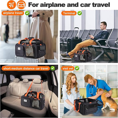 19x13x9 TSA Approved top Expandable pet Carrier for Small Dog Puppy cat up to 10 lbs Weight and 18'' Length, for Southwest Spirit Lufthansa Airlines,Air Canada and Amtrak Train