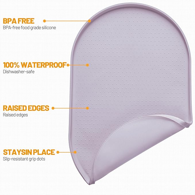 Hubulk 100% Waterproof Silicone Pet Feeding Mat with Raised Edge for Food and Water, Dog Bowl Mats, Cat Bowls Placemat with High Lip Protects Floor for Cats and Dogs (Dove, 16" L x 10" W)