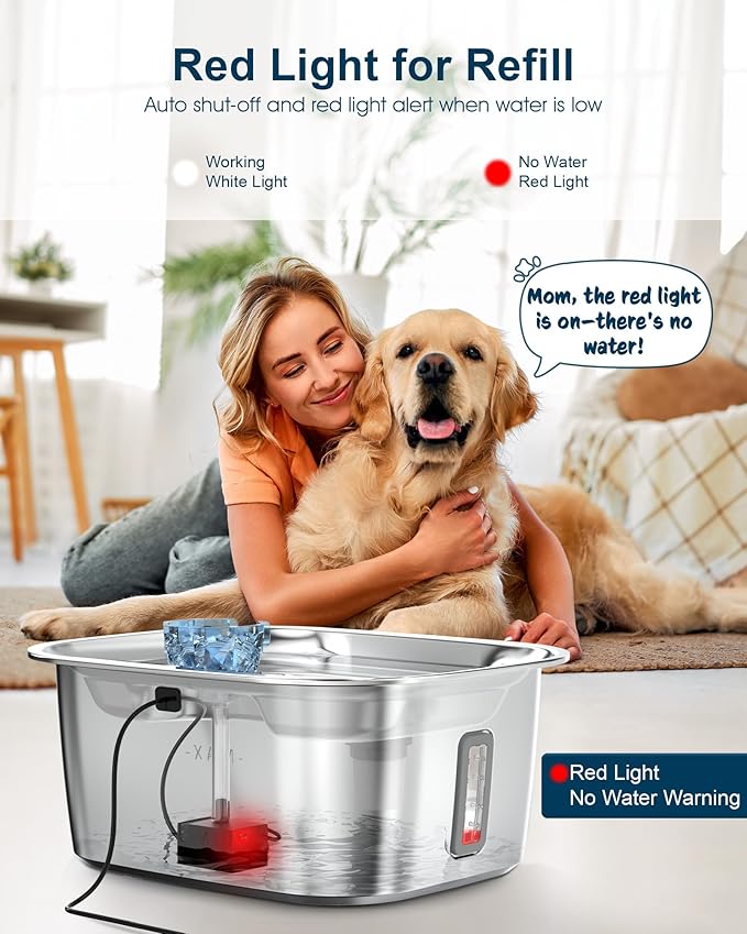 Dog Water Fountain Pump Replacement – Compatible with Stainless Steel Pet Water Fountain for Large Dogs, Quiet & Safe Replacement Pump for D2223 D2341 D2322 D2419 Models