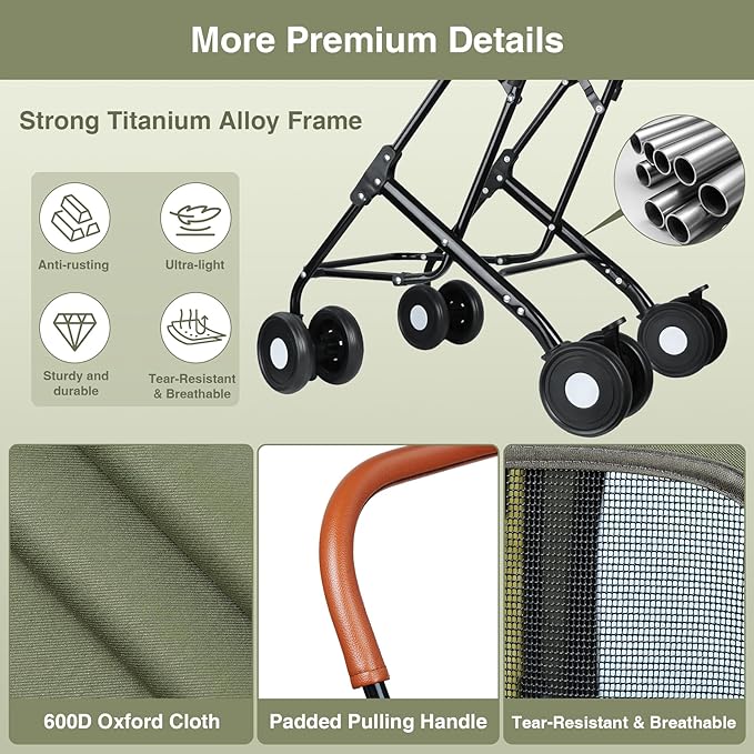 Double Pet Stroller for Dogs and Cats: Dog Stroller Foldable Travel Carriage with Detachable Carriers, Safety Belts, and 4 Lockable Wheels for Small to Medium Pets – Ideal for Multi-Pet Homes (Green)
