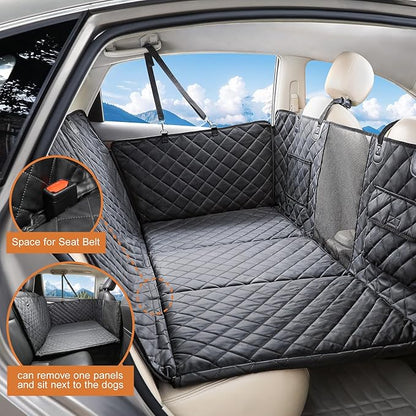 petizer Back Seat Extender for Dogs - Upgraded Anti-Scratch PU Leather, Hard Bottom Dog Car Seat Cover, Waterproof Dog Car Hammock, Backseat Pet Protector, Detachable Seat Covers for Car, SUV, Truck