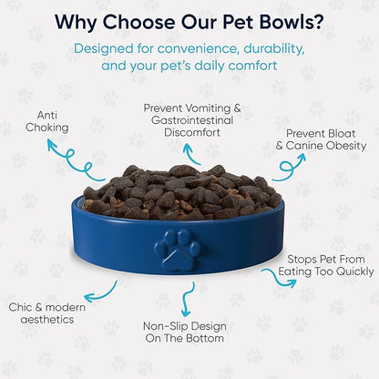 Slow Feeder Dog Bowls – Dog Bowl Slow Feeder – Microwaveable Dog Slow Feeder for All Breeds – Lead and BPA-Free Ceramic Pet Bowl – Pet Feeder for Fast Eaters