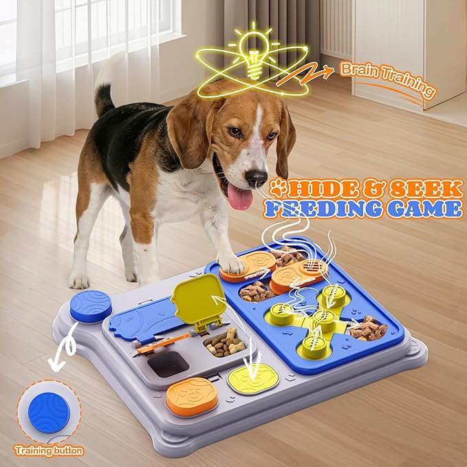 Dog Puzzle Toy Slow Feeder, Interactive Dog Toys for IQ Training & Mental Stimulation, Easy Clean Detachable Tray Non-Slip Base, Enrichment Toys for Small Medium Dogs, Blue