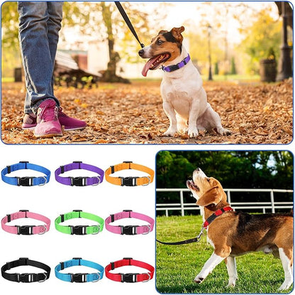 JIEYAO 27 Pcs Colorful Dog Collars for Small Medium Dog, Nylon Adjustable Puppy Collars with Quick Release Buckle 9 Colors Pet Collar Bulk for Walking Training