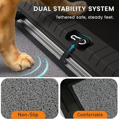 63" Long &17" Wide Heavy Duty & Portable Dog Ramp, Folding Pet Ramp for Large Dogs up to 250LBS, Non-Slip Car Ramp for SUV, Truck Easy Loading