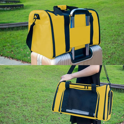 Soft Sided Carrier for Small Medium Cats Dogs ,TSA Airline Approved Collapsible Travel Pet Carrier (Medium, Yellow)