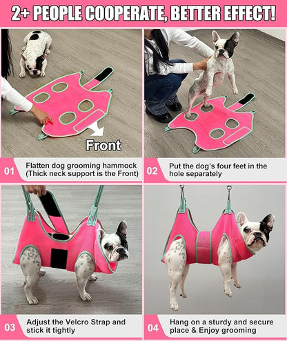 Dog Grooming Hammock, Medium Hanging Harness Holder Hanger for Nail Clipping,Nail Trimming Hammock,Dog Sling Restraint with Thick Fabric Neck Support for Claw Care