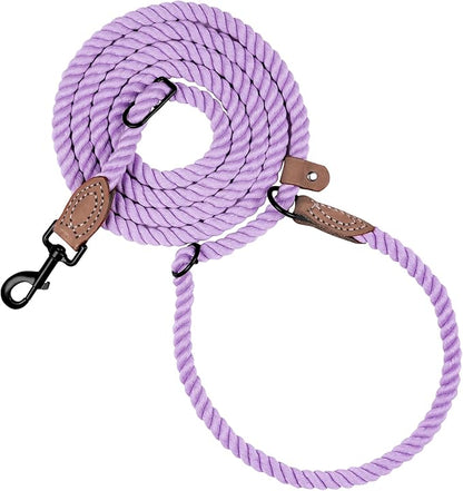 Mile High Life Hands Free Dog Leash, Crossbody Waist Leash with Genuine Leather Connection, Multifunctional Adjustable Slip Lead for Dog Walking Running (Purple, MF)