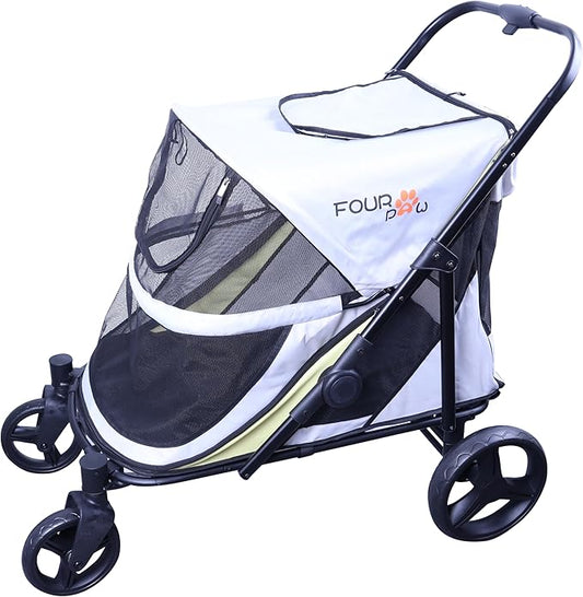 Dog Stroller for Medimu/Large Dogs - Easy Fold Dual Entry Pet Stroller with One-Foot Brake,Ideal up to 80 lbs.