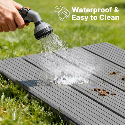 Veehoo Outdoor Flooring Decking for Dog Kennels, 4' x 4' Waterproof Dog Training Platform, Portable Deck for RV, Pet Enclosures,Grey (24 x 12 inches, 8PCS)