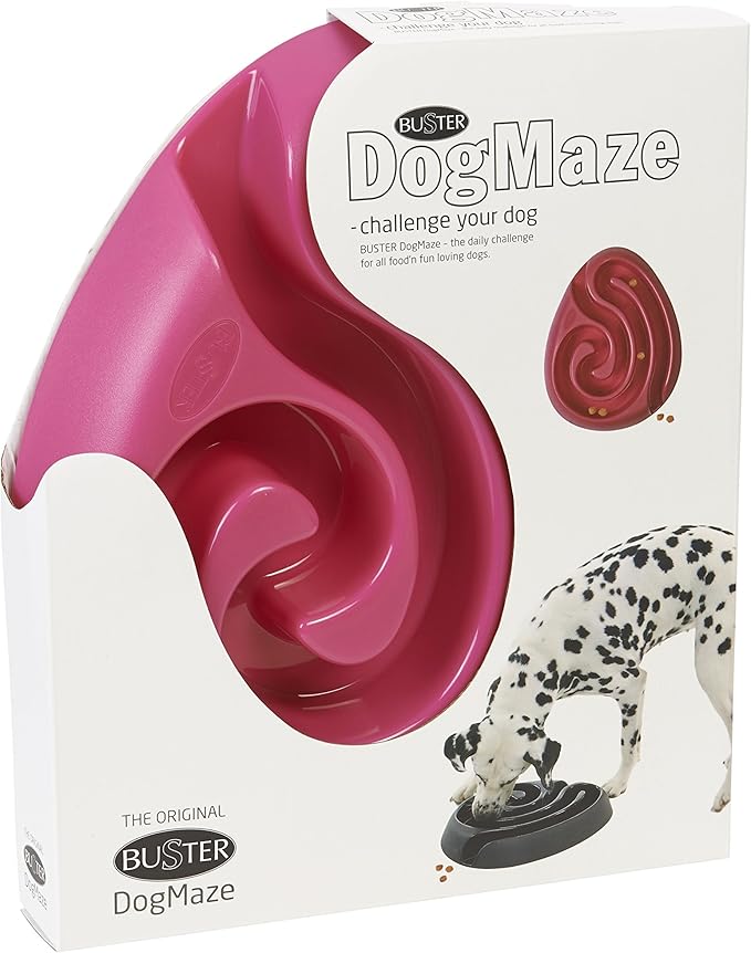Kruuse Buster DogMaze Mini Pink Bowl – Non-Toxic Interactive Slow Feeder for Better Digestion & Energy