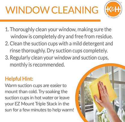 K&H Pet Products EZ Mount Quad Stack Cat Window Perch for Large Cats, Sturdy Window Hammock Bed, Steel Frame, Sturdy Suction Cups, 4 Washable Shelf Covers, Foldable - Fits 27" W X 59" H Glass Spaces