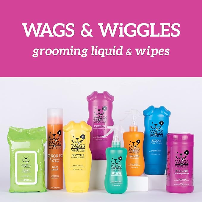 Wags & Wiggles Relieve Anti-Itch Dog Shampoo, Tropical Mango Scent - pH-Balanced Shampoo with Jojoba Oil, Aloe, and Tea Tree Oil for Dogs with Dry or Sensitive Skin, 16 Fl Oz