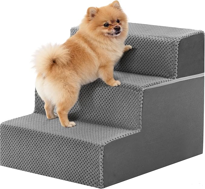 NEWBULIG 3-Step Dog Stairs, 13.5" H Dog Steps for Sofa and Chair, Non-Slip Sturdy Pet Steps for Small Dogs and Cats, Pet Ramp for High Bed Indoor