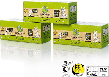 PLANET POOP Home Compostable Dog Bags 90, XL Sized Cat Litter Box Clean-up Doggy Waste Bag with Handles, Pooper Scooper Swivel Bin for Dogs Extra-Large Grocery Size Pet Supplies