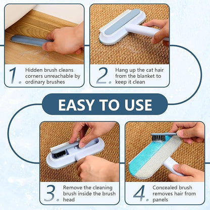 Couch Hair Removal Tool - 4-in-1 Reusable Pet Hair Remover Brush,Multifunctional Long Handle Lint Cleaner for Dogs and Cats,Gentle on Furniture,Washable