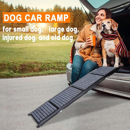 63" Long Dog Ramp for Car, Foldable Dog Ramps for Large Pet, Portable Dogs Ramp for Truck, 17" Wide Pet Car with Non-Slip Rug Surface, Pet Ramp for Large Dogs Up to 200LBS for Car, SUV & Truck-L