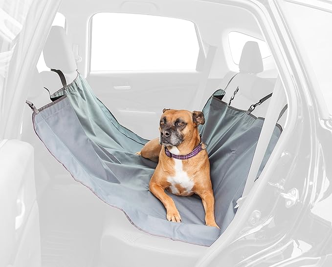 IRIS USA Large Dog Car Seat Hammock Cover, Water-Resistant and Easy Install Fits Standard Size Car Backseat Cover and Protects Against Dirt and Animal Hair for Pet Dog Cat, Gray