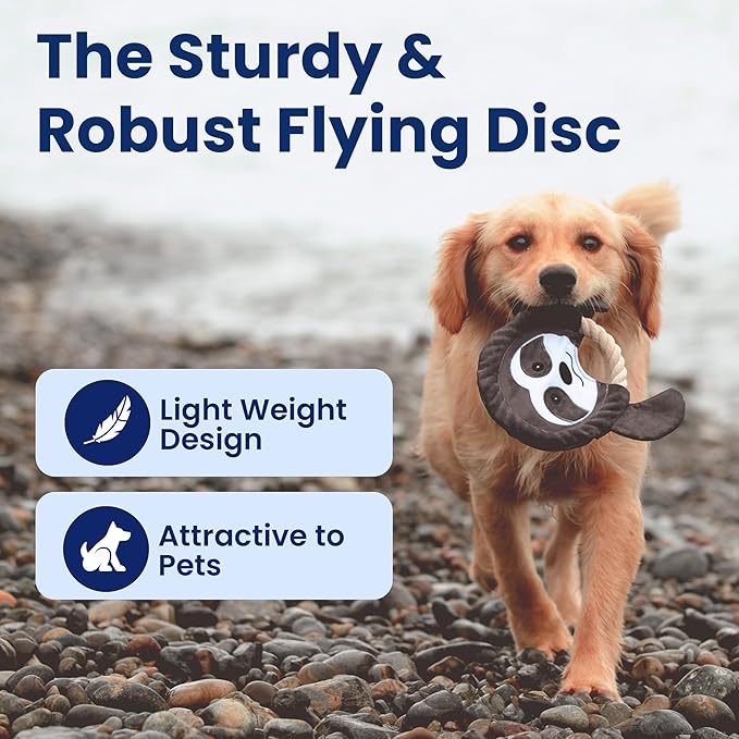 PAWSPIK Flying Disc Tug-of-War Toy, Eco-Friendly Recycled Material, Squeaker Toy for Medium and Large Dogs, for Throwing & Fetching 8.5" Diameter (Tough Tiger)