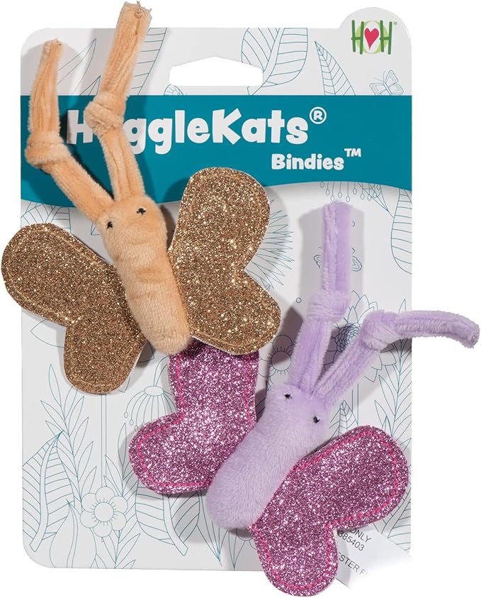 HuggleKats Cat Toys - Kitten Toys for Bored Indoor Cats, Perfect for Moving, Exercise, Biting & Chewing - Bindies (2 Pack)