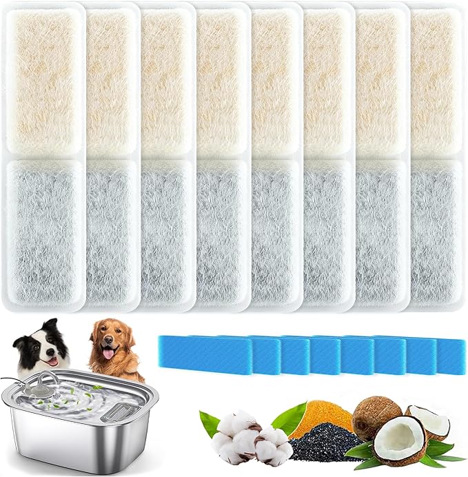 Replacement Filters for PETDOTT Dog Fountain, Water Filter, for Stainless Steel Pet Fountain for Large Dogs- Vertical Filtration for D2431 Lasts Two Months