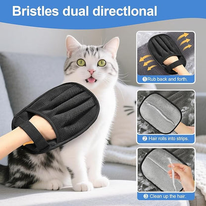 Pet Hair Removal Glove for Dogs & Cats, Enhanced Reusable 5-Finger Electrostatic Glove, Strong-Adhesion Remover for Clothing, Couch, Carpet, Car Seat & Rug(Upgraded Full-Coverage)