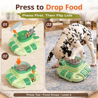 KADTC 2 Levels of Challenge Dog Puzzle Feeder Toy U.S. Brand & Design Push-to-Release Treat Dispenser for Small Medium Large Dogs All Breeds Puppy Mental Stimulation Enrichment Feeding Food Slow Toys