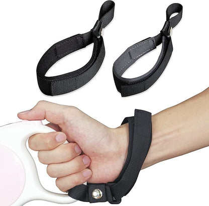 Hands Free Adjustable Wrist Strap, 2 Pack Soft Comfortable Diving Fabric Wrist Strap for Retractable Dog Leash (Black & Grey)