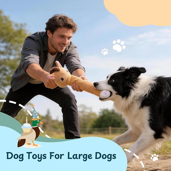 Nocciola Dog Squeak Toys 5pcs, Dog Toys to Keep Them Busy for Aggressive Chewers, Hide and Seek Crinkle Dog Toy for Large Dogs, Long Face Wild Animals Playground Series