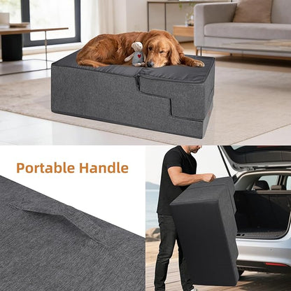Dog Stairs for Small Dogs, 22.5" H, 5-Step Pet Steps for High Bed, Non-Slip Balanced Pet Ramp for Medium Cats,Indoor Dog Ladder, Grey