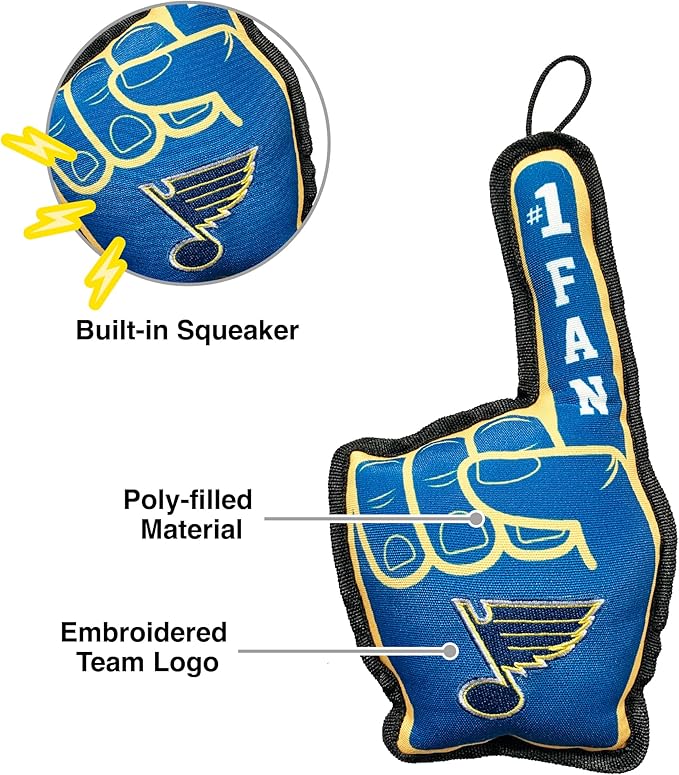 Pets First NHL St. Louis Blues #1 Fan Toy for Dogs & Cats. Best Tough PET Toy with Inner Squeaker. Number One Premium Dog Toy for Strongest Chewers & Sports Fans, One Size