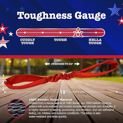 American Dog Double Bungee Tug – Durable Tug Dog Toy Made in USA from Pet-Safe, Machine-Washable 1680 Nylon Ballistic Material for Bonding, Play Time, Mental Stimulation, Exercise, Training, & More