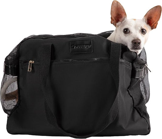 Airline Pet Tote – Dog & Cat Travel Bag, Soft-Sided Dog Carrier with Mesh Panels, Pockets & Removable Cushion, for Pets, Black