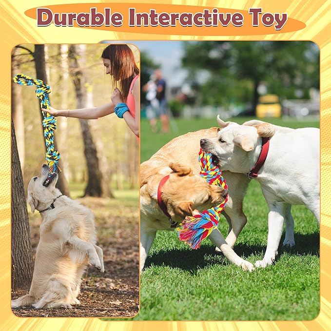 All Large Dog Rope Toys for Aggressive Chewers, 5 Nearly Indestructible Various Tough Rope Toys for Large and Medium Breed, 100% Cotton for Teeth Cleaning, Tug of War, No Small Type