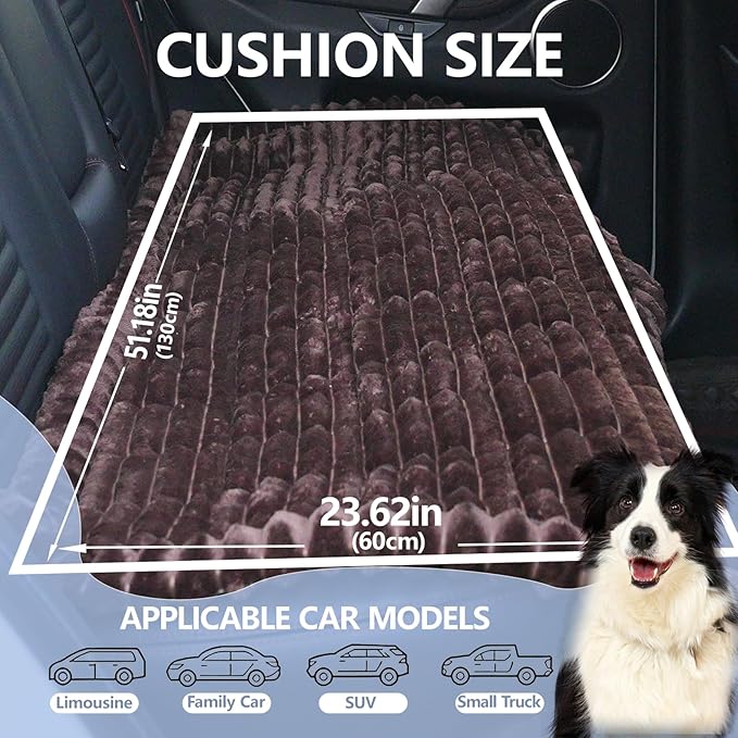Waterproof Backseat Pet Bed Mat,Soft Plush Pet Seat Cover, Thickened Backseat Dog Bed Mat, Washable & Non-Slip Travel Pet Mat for Small Medium Dogs, Fits Car, Truck & SUV