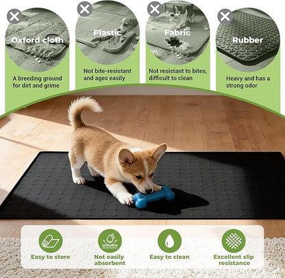 Extra Large 34x22 Inch Silicone Pet Food Mat - Waterproof Dog Mat for Food and Water Bowls, Non-Slip Cat Dog Bowl Mat Protects Floors from Mess, Easy Clean Silicone Mats for Dogs, Ideal Gift for Pets