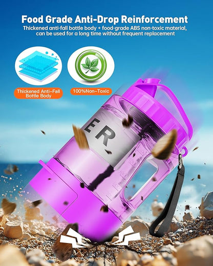 Portable Dog Water Bottle Bowl - 77 oz Travel Water Bowl Dispenser for Dogs Leak Proof, Suitable for Large Pet Drinking, A Must Have for Outdoor, Camping, Walking, Beach, Hunting Other Scenes （Purple）