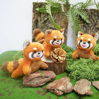 Red Panda Plush Dog Toy Squeaky Toy, Interactive Hide and Seek Replacement Dog Toys for Small & Medium Dogs (3Pcs Squeaky Red Panda)
