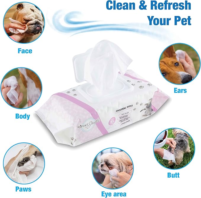 110 Pack Pet Grooming Wipes - Large & Extra-Large Sizes - Lavender, Aloe, & Unscented Variations - Hypoallergenic & Extra Durable - Perfect for Dogs & Cats, 8.6"x7.8"