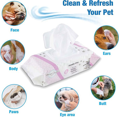 110 Pack Pet Grooming Wipes - Large & Extra-Large Sizes - Lavender, Aloe, & Unscented Variations - Hypoallergenic & Extra Durable - Perfect for Dogs & Cats, 8.6"x7.8"